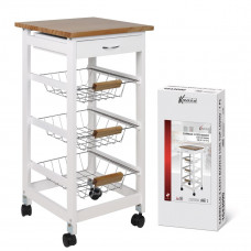 CARRELLO 3 CESTI BIANCO C/TOP LEGNO (2pz)